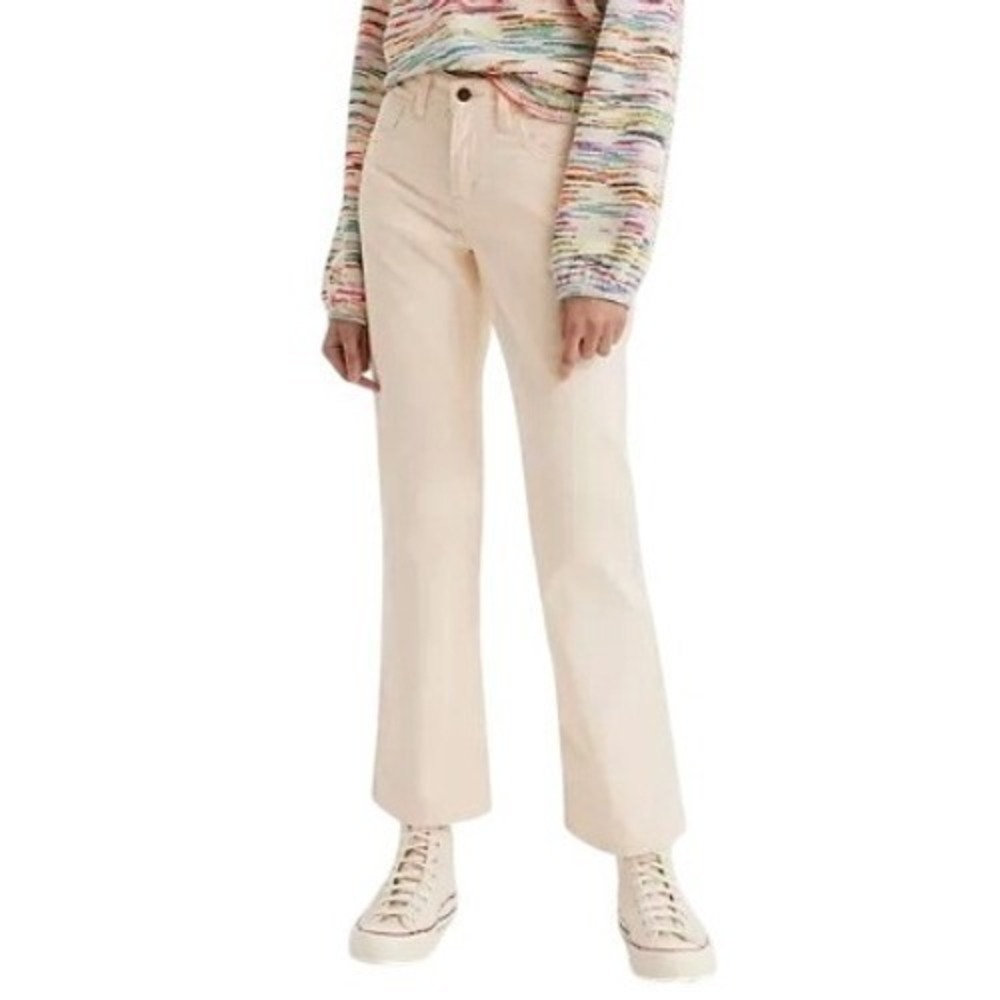 Levi's Middy Ankle Bootcut Corduroy Pants Cream Off-White Size 27